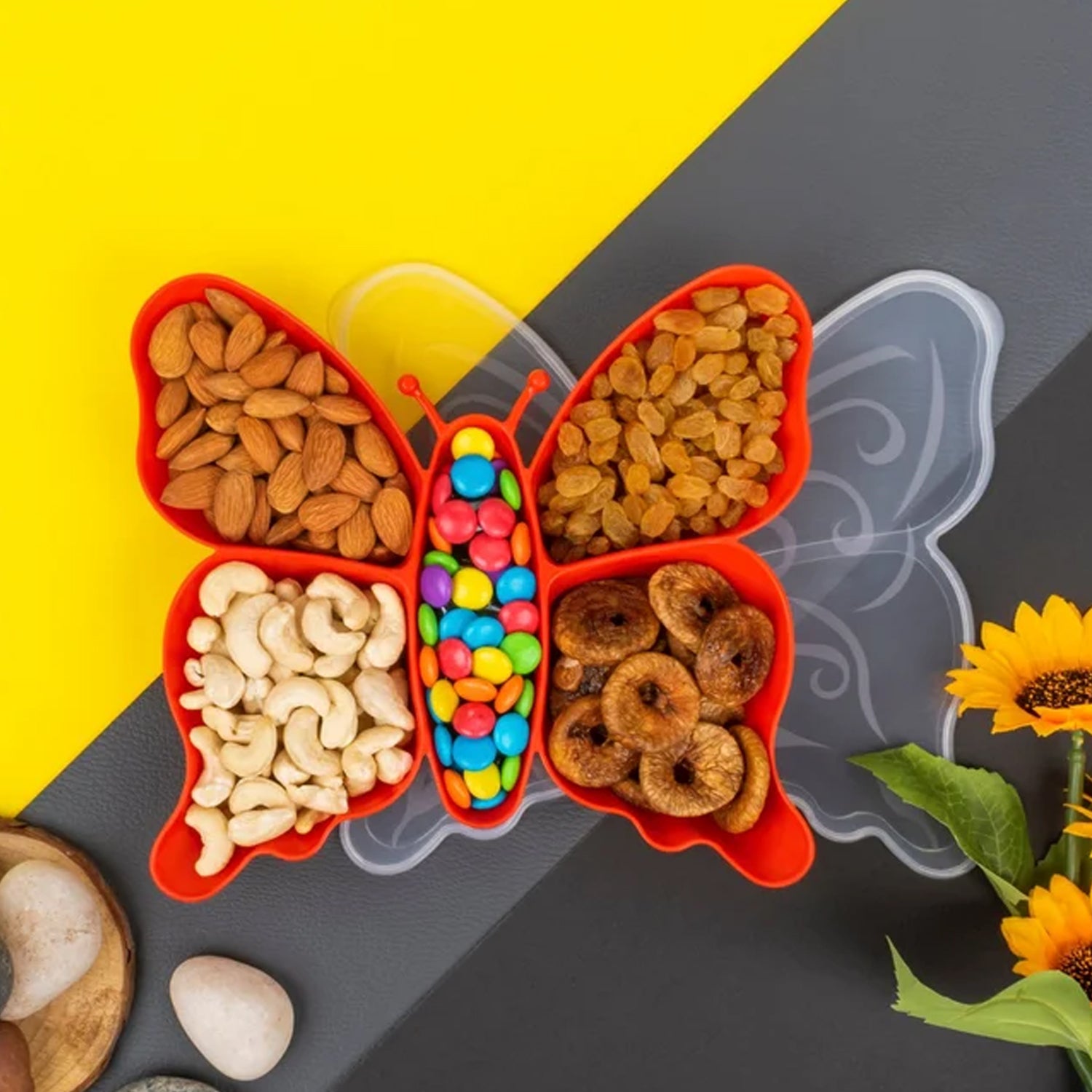 5 Compartment Multipurpose Butterfly Plastic Tray (1 Pc) 5 Compartment Multipurpose Butterfly Plastic Tray (1 Pc)